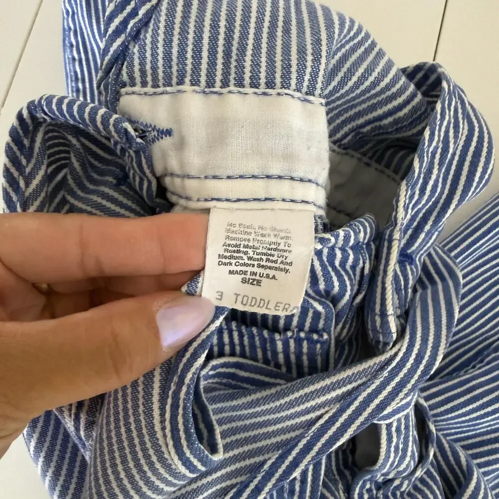 Vintage OshKosh B’Gosh USA Stripe Blue Overalls - 3 3T
